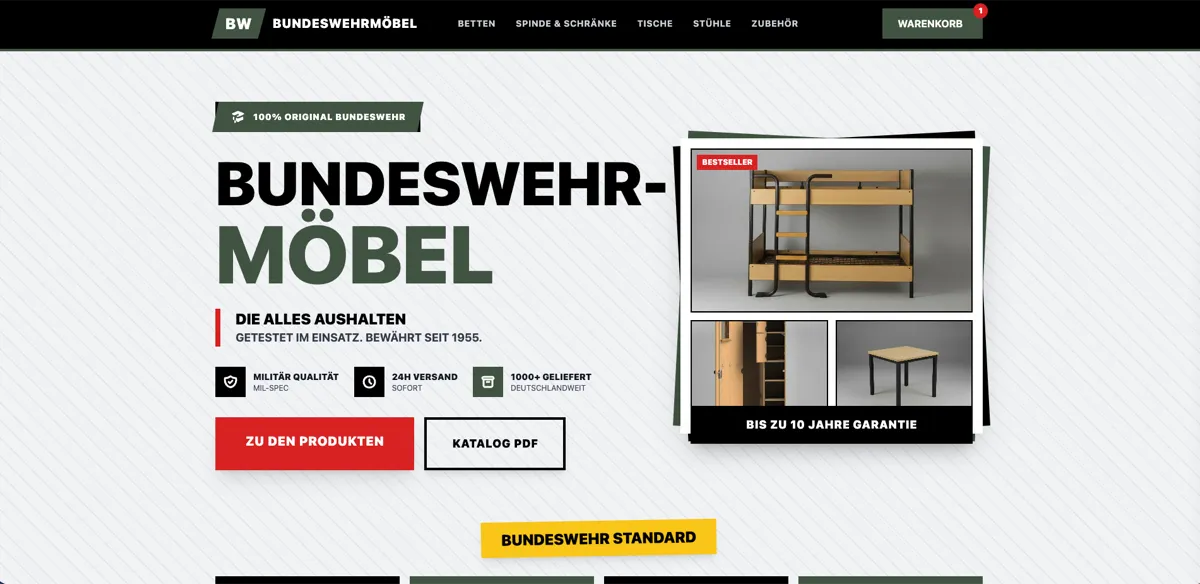 Bundeswehrmoebel.de Homepage